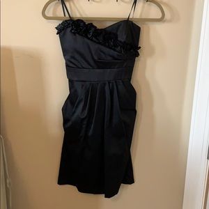 Black mini strapless formal dress
